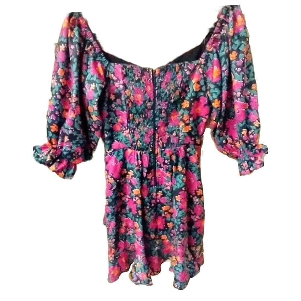 Touch Dolls womens size small puff sleeve off shoulder floral mini dress - Picture 7 of 11
